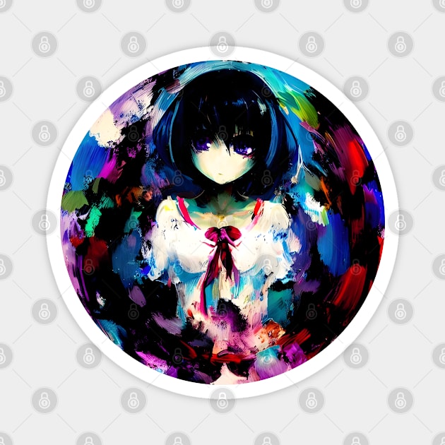 Anime Girl Painting Magnet by Ravenglow